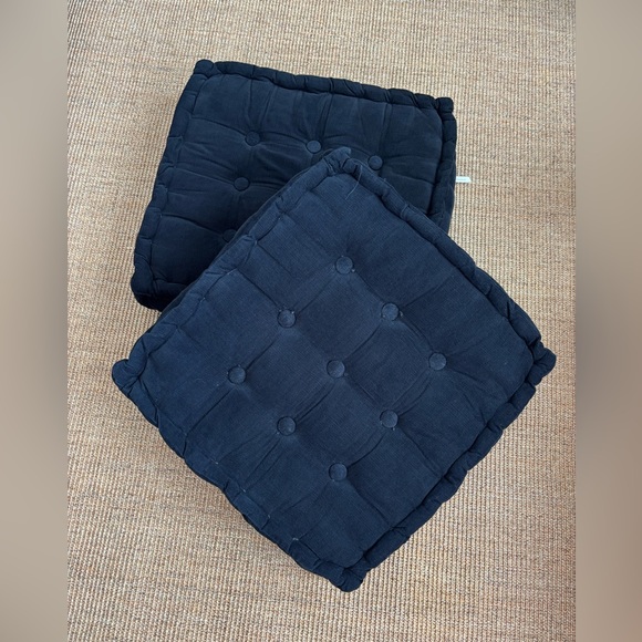Set of 2 Corduroy Floor Pillow Cushions From Urban Outfitters Black Boho Home - Picture 1 of 10